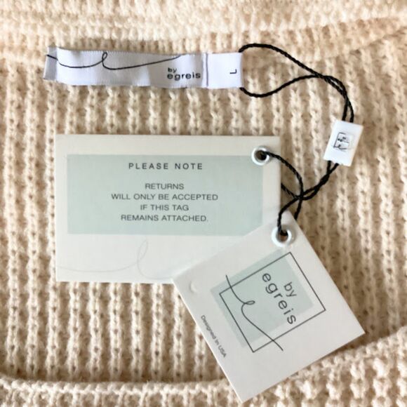 By Egreis Scoop Cut-out Turtle Neck Oversized Women's sweater in Cream Large NWT - Picture 5 of 10